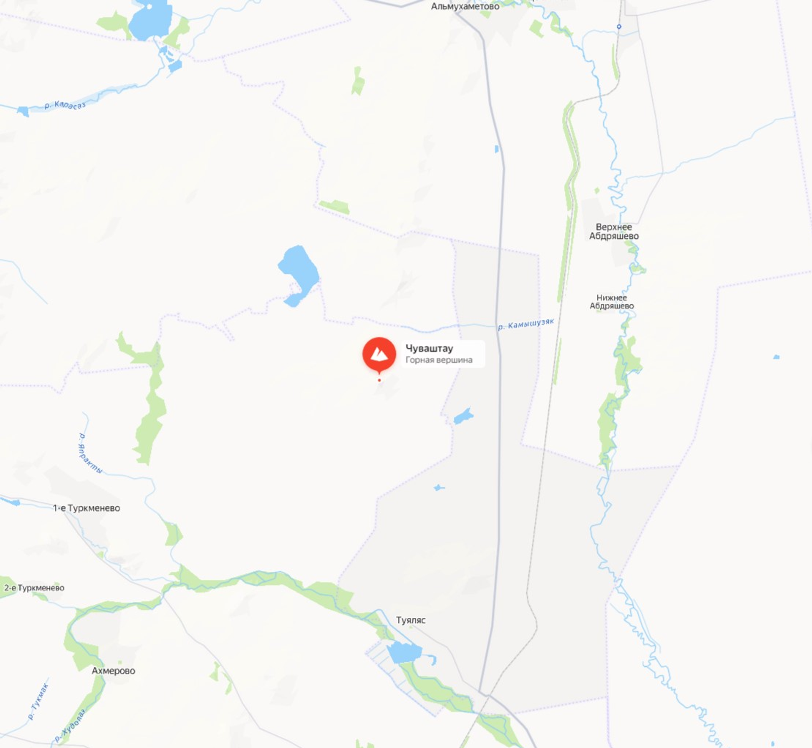Гора Чуваштау на карте.
