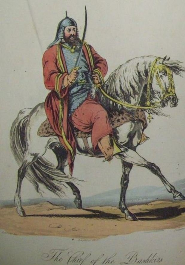 Воин-батыр. С гравюры, Западная Европа, 19 в.