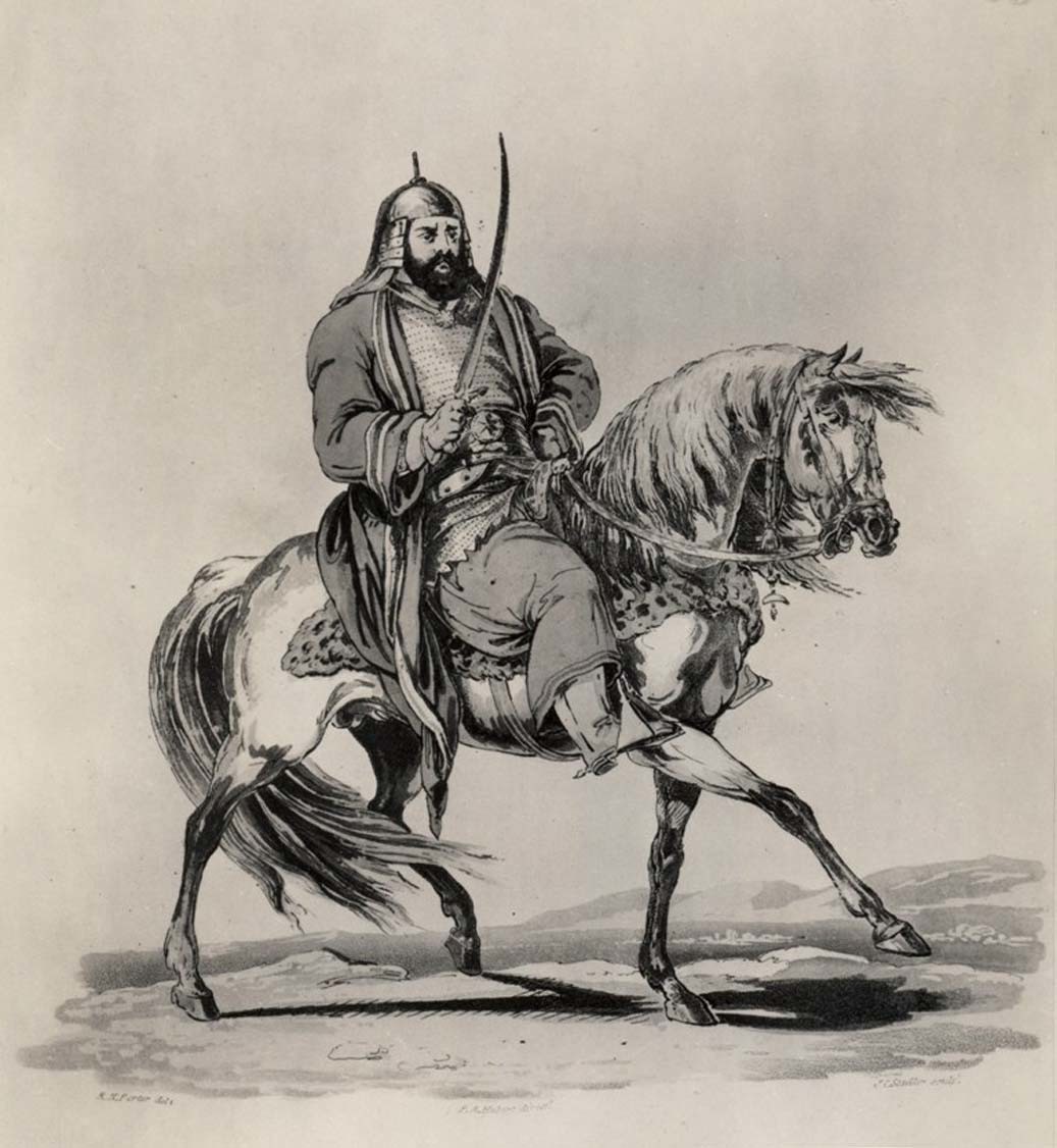 Воин-батыр. С гравюры, Западная Европа, 19 в.